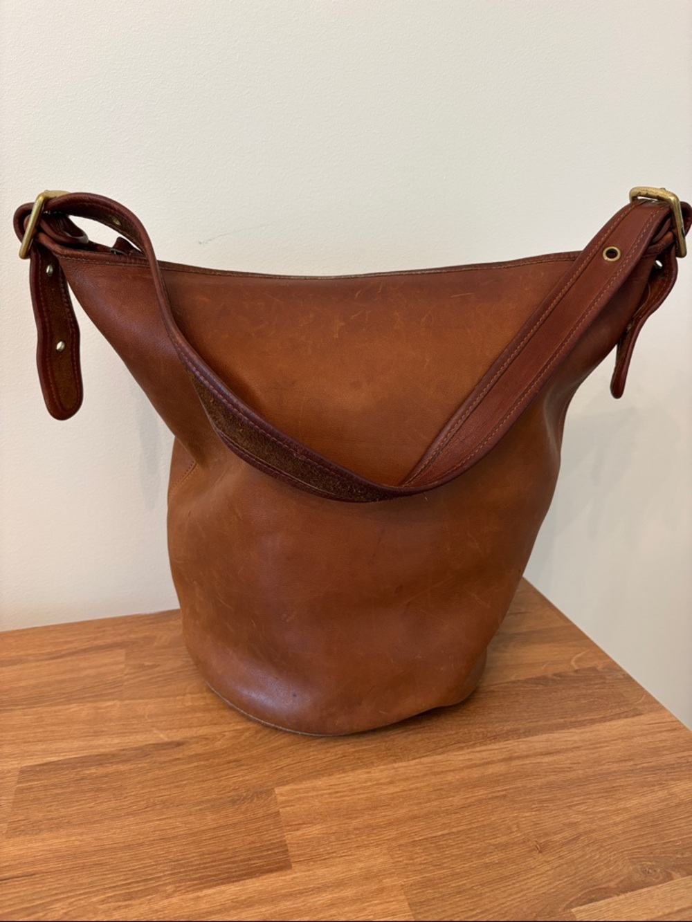 VINTAGE COACH RARE LATE 80S FEED SAC XL SHOULDER BAG MADE IN USA COWHIDE LEATHER